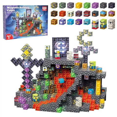 Crystal City 300-Piece Magnetic Building Blocks (Minecraft Magnetic Blocks, Minecraft Magnetic Build