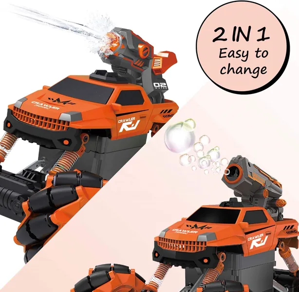 Coche RC Stunt 2 en 1 con Lanzador de Burbujas y Pistola de Agua