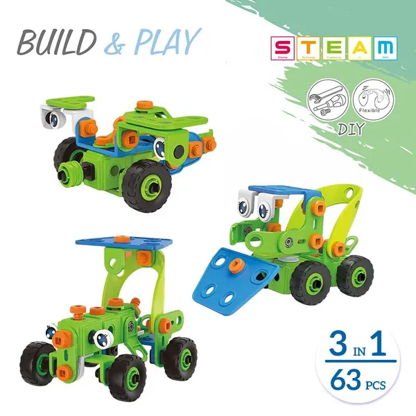 Juego de Construcción 3 en 1 Camión STEM 63 Piezas con Tornillos