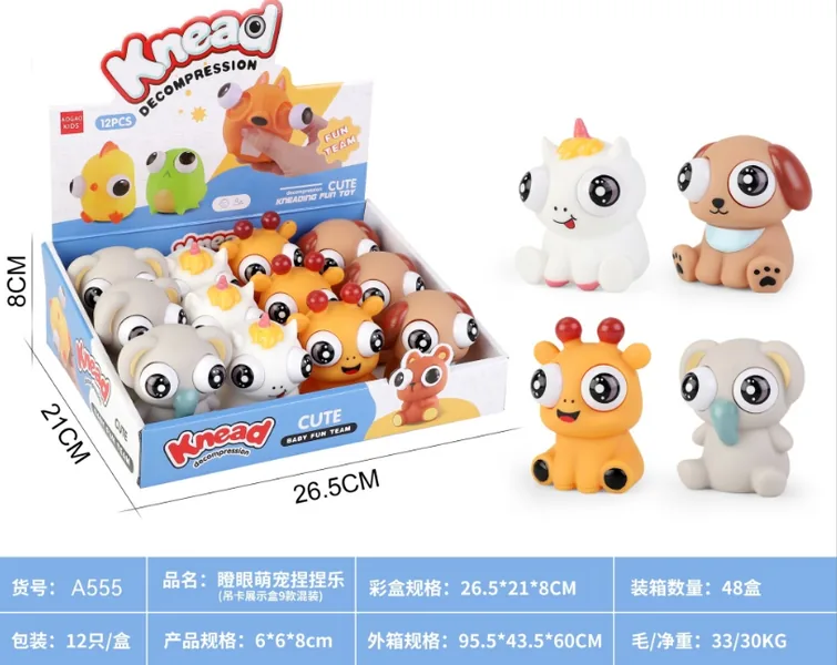 Juguete Apretable Pop-Eye Animales – Squeeze Toy para Estrés y Ansiedad (Lote Mayoreo 1152 pzas)
