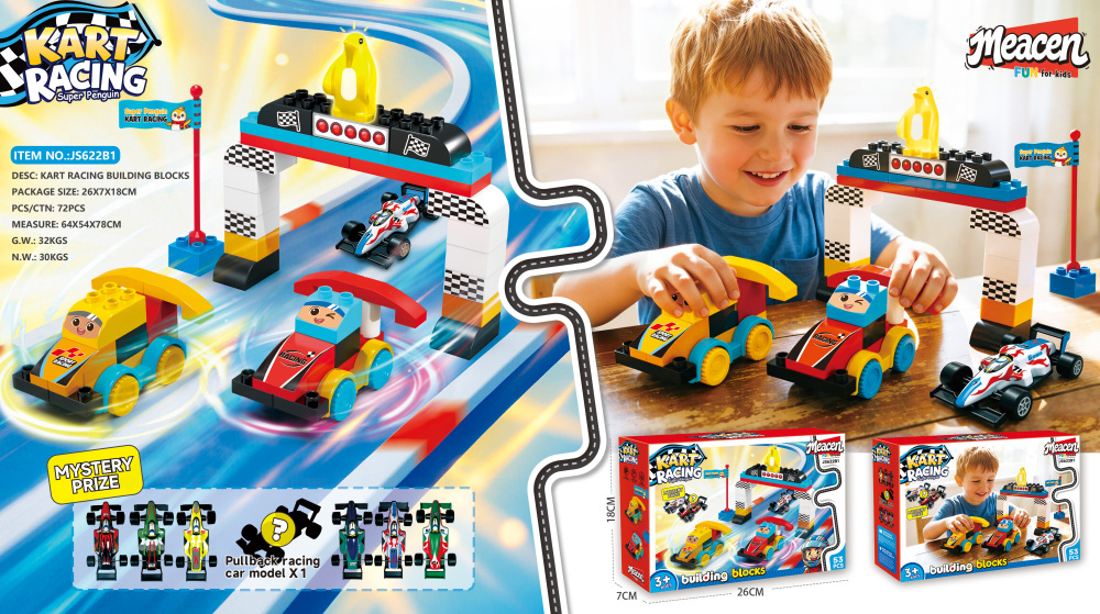 Set de Bloques de Construcción Go-Kart Racing 53 Piezas – Bloques Grandes para Mayoreo