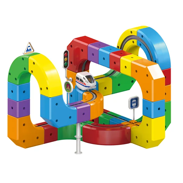 Set de Bloques de Construcción 3D Tren de Pista 81 Piezas - Bloquelandia