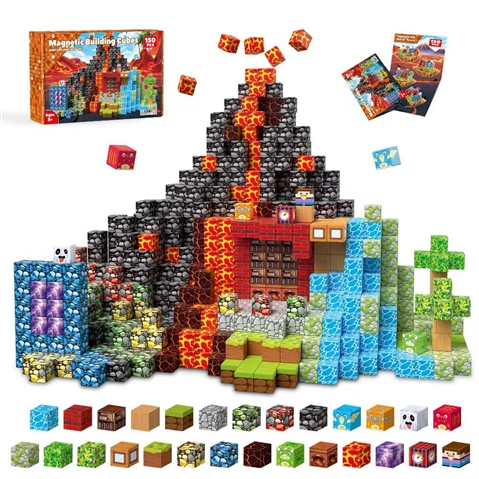 Set de Bloques Magnéticos Volcán de Lava – 2 Piezas por Caja, 32 Cajas por Master, Peso Neto 19 kg, Peso Bruto 20 kg, Imanes de 2.5 mm