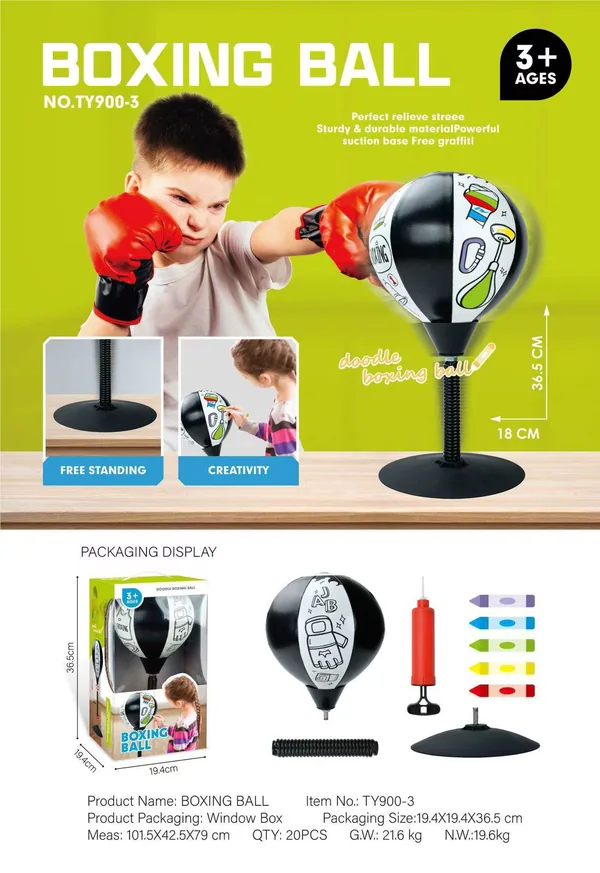 Bloquelandia Balón de Boxeo Doodle de Escritorio – Juguete Anti-Estrés y Creativo para Niños