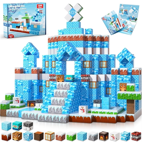 Juego de Bloques Magnéticos Snow and Ice – 16 Piezas para Construcción Libre, Juego de Roles y Aprendizaje Temprano