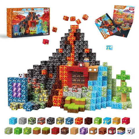 Set de Bloques Magnéticos Lava Volcano – 32 Piezas para Construcción Libre, Juego de Roles y Aprendizaje Temprano