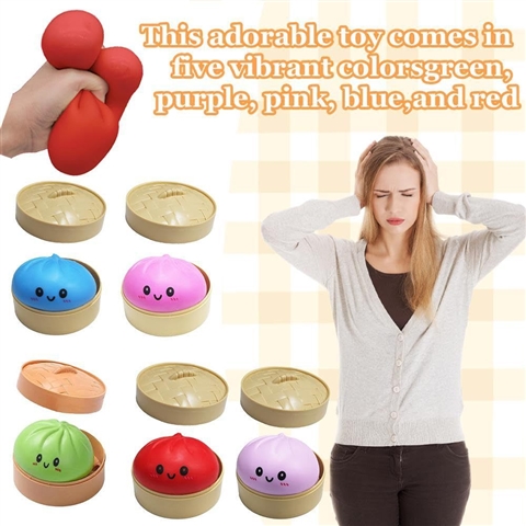 Baozi Squishy 5 Colores – Peluche Anti-estrés TPR en Envase Tipo Vaporera