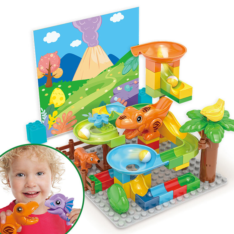 Bloques de construcción educativos 60 pzas pista de canicas dinosaurio DIY