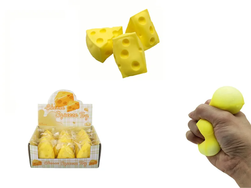 Set de 12 piezas de juguetes antiestrés Squeeze and Squish: Queso y Harina – Caja exhibidora de mayoreo (Juguetes de simulación)