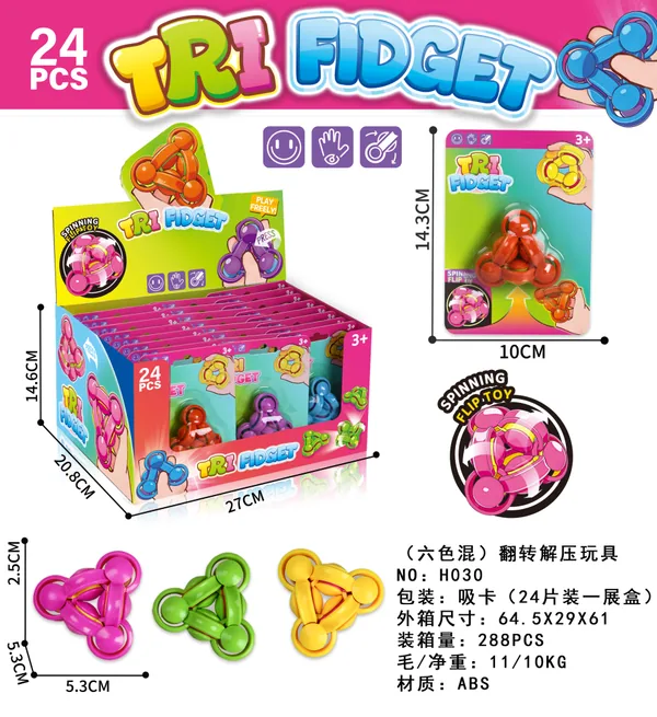 Spinner Triangular Giratorio Anti-Estrés – Juguete Educativo de Dedos, Alivio de Ansiedad, Giro y Volteo, ABS Ecológico, 5.5*5.5*2.5 cm, 11.0 g, EN71