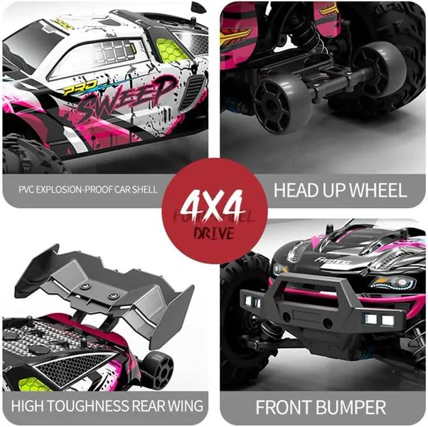 Auto de control remoto 4WD 1:16 con luces