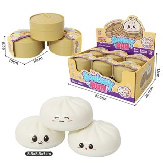 Mini Bun Squishy Blanco – Vaporera Display Box (10 × 10 × 6 cm)