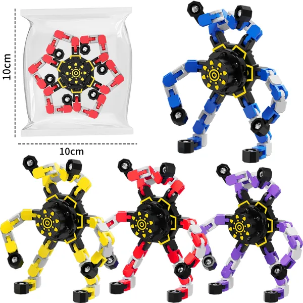 Set de Spinners y Trompos Transformables DIY – Bloquelandia (Juguete Antiestrés Mecánico, 8*8*2.6 cm, 23.0 g)