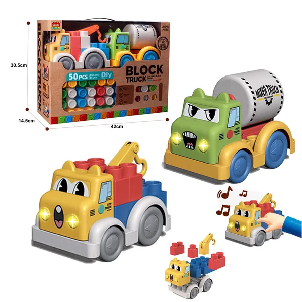 Set de Bloques de Construcción Bioplástico 50 pzs Camión y Autos Educativo