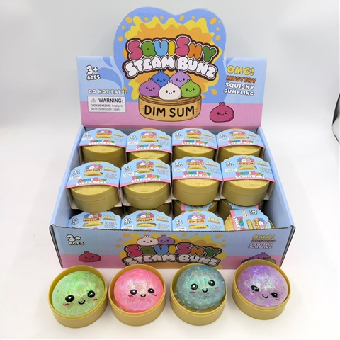 Baozi Squishy de Agua y Brillantina con Exhibidor Tipo Vaporera – Bloquelandia