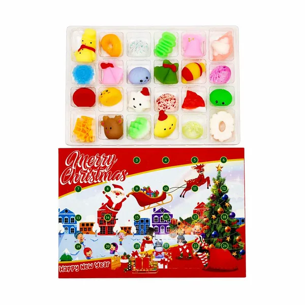 Calendario de Adviento 2026 – 24 Cajas Sorpresa Squeeze Toy Antiestrés TPR – Bloque Sorpresa Navideño para Mayoreo