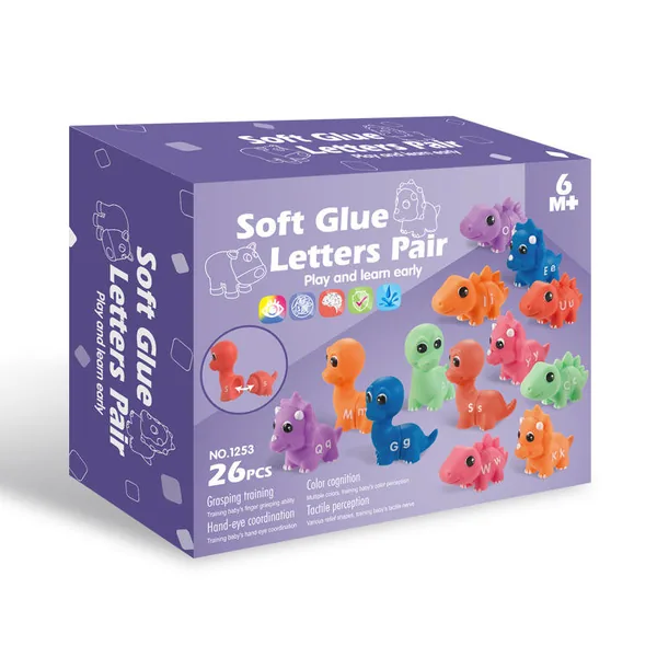Juego Educativo Preescolar STEM de Dinosaurios con Letras y Colores, 26 Piezas