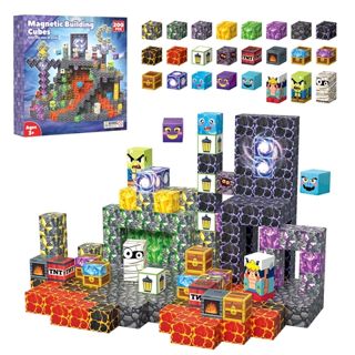 200 piezas Bloques Magnéticos de Cristal Castillo - Juego de Construcción