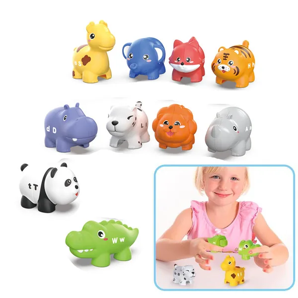 Juego de Emparejar Alfabeto y Animales Montessori de Doble Cara