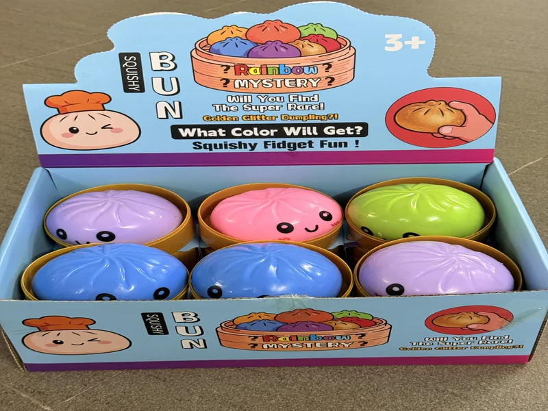Masa de Harina Smiling Bun Squishy – Paquete Misterio Arcoíris (6 PZS)