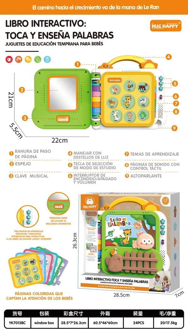 Libro interactivo bilingüe con micrófonos inalámbricos y Bluetooth – Dinosaurio – 21*5.5*22 cm