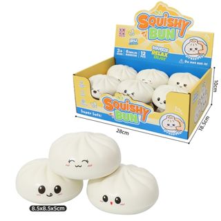 Mini Bun Squishy Blanco – Display Box de Mostrador (8.5 cm)