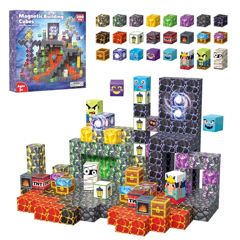 200 piezas Bloques Magnéticos de Cristal Castillo - Juego de Construcción